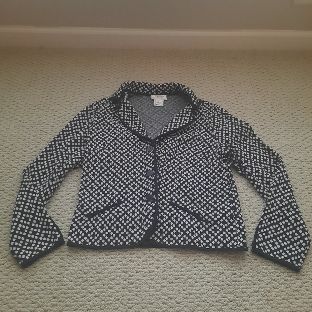 Talbots, medium, petite, black and white jacket. Preowned